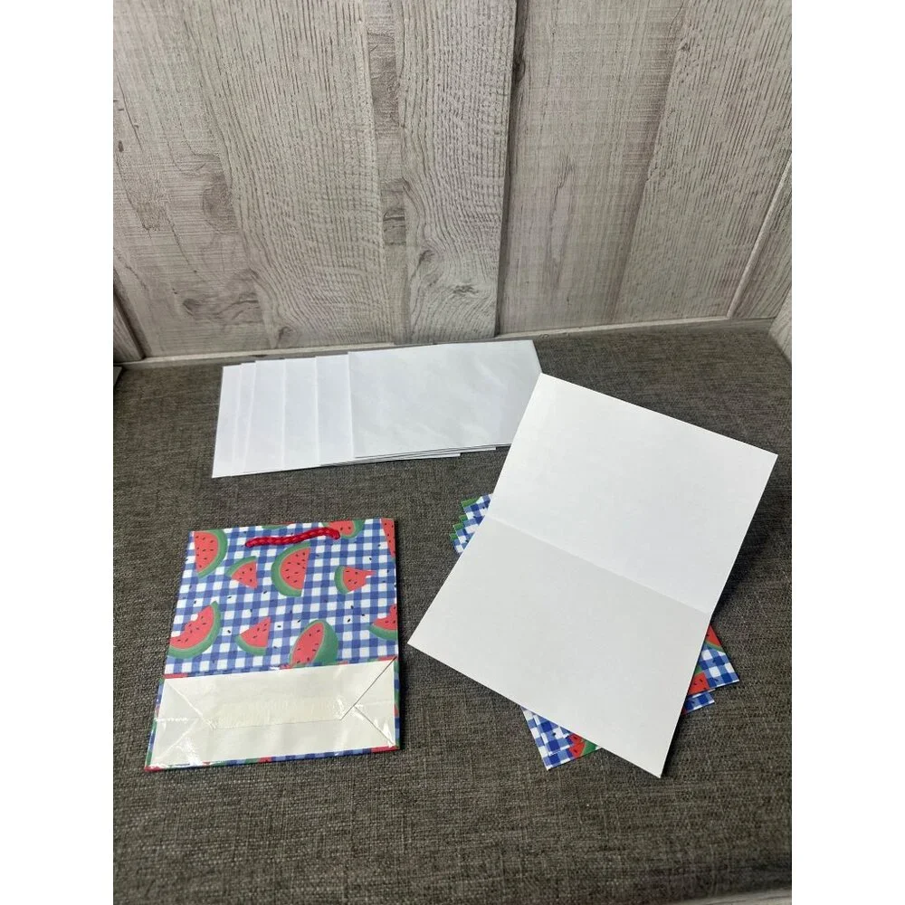 Watermelon Themed 6 Blank Cards & Envelopes Set With 1 Gift Bag Lot of 4 packs